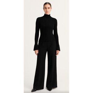 Co Turtleneck Sweater wool blend Womens Black Size S